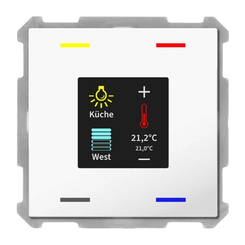 MDT KNX-Tastsensor Smart 63 BE-TAS63T4.01 – mit Temperatur- und Feuchtesensor, studioweiß glänzend