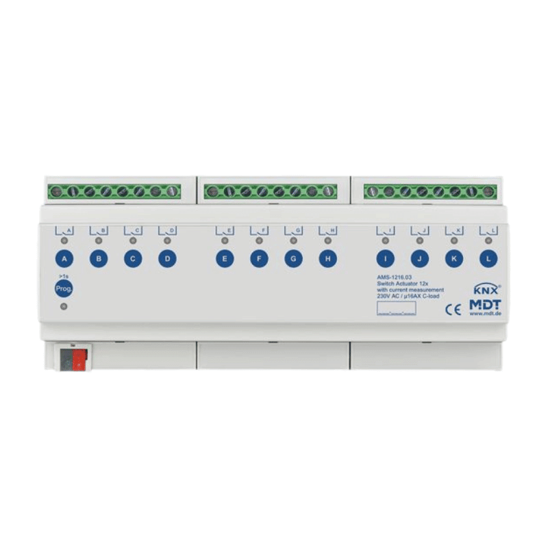 MDT KNX-Schaltaktor AMS-1216.03 – 12-fach, Standard, mit Strommessung v3