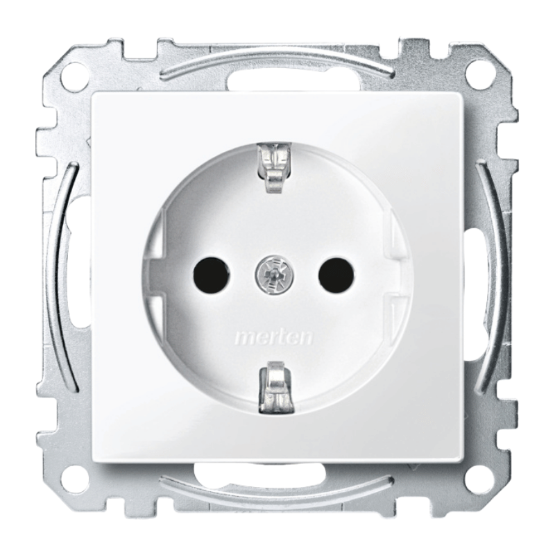 Merten MEG2300-0319 Schuko-Steckdose – System M, Berührungsschutz, polarweiß glänzend