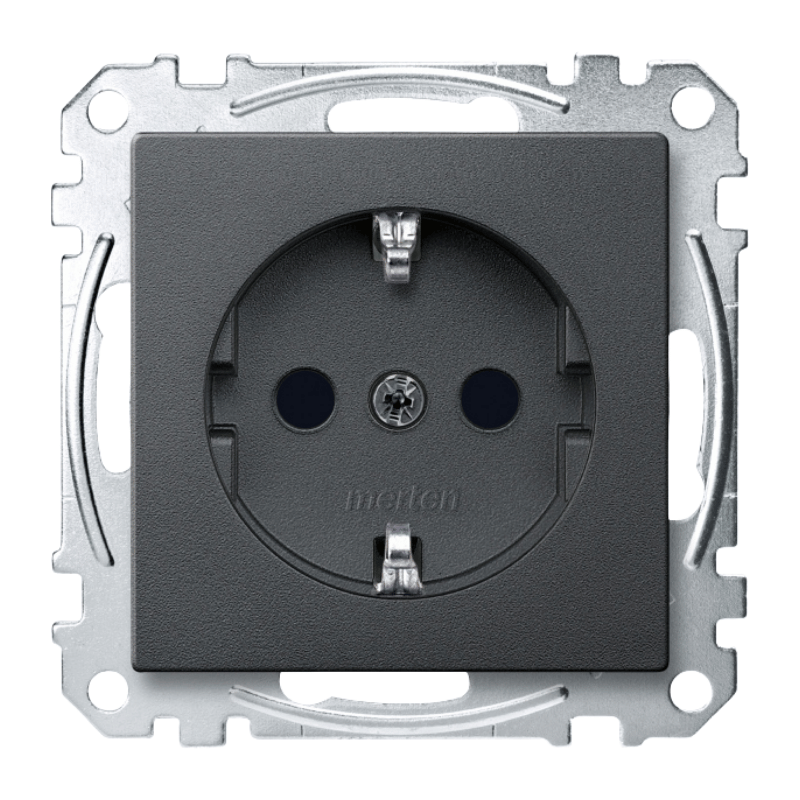 Merten MEG2300-0414 Schuko-Steckdose – System M, Berührungsschutz, anthrazit