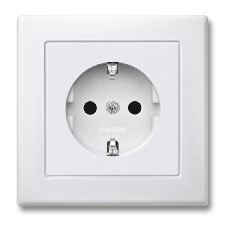 Merten MEG2300-1519 Schuko-Steckdose komplett – M-Smart, 1-fach, Berührungsschutz, polarweiß matt