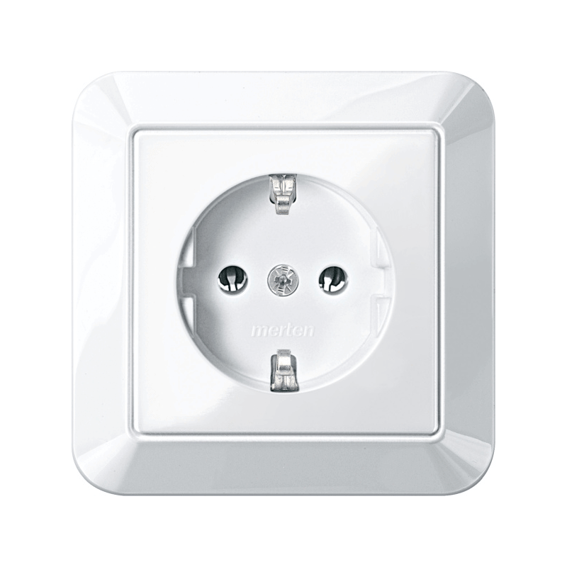 Merten MEG2301-1019 Schuko-Steckdose – komplett 1-M, 1-fach, polarweiß glänzend