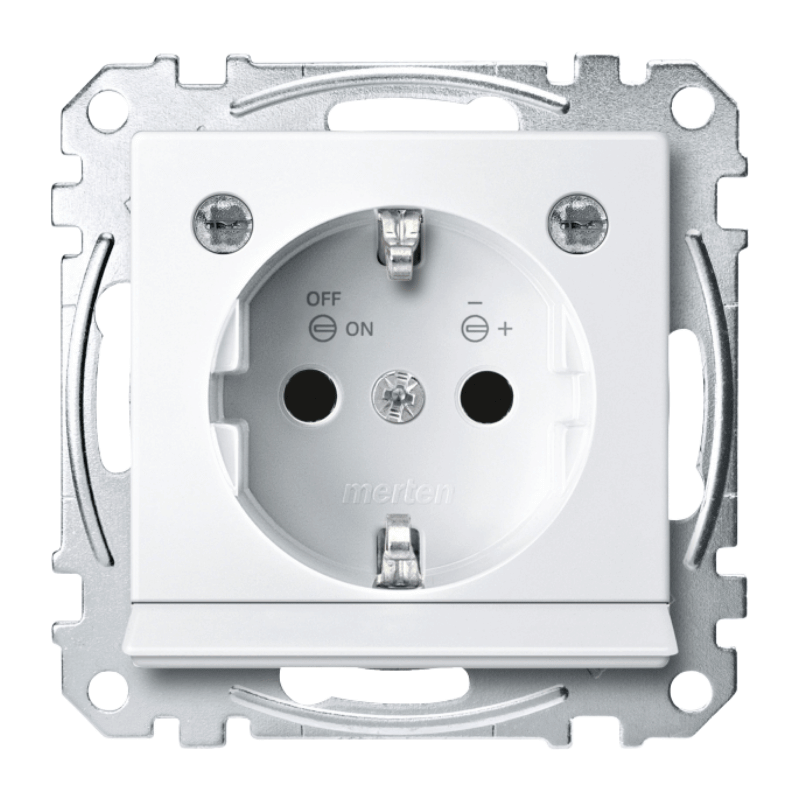 Merten MEG2304-0319 Schuko-Steckdose – System M, Lichtauslass, polarweiß glänzend