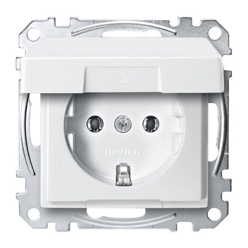 Merten MEG2311-0419 Schuko-Steckdose – System M, Klappdeckel, polarweiß