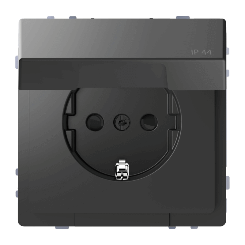 Merten MEG2314-6034 Schuko-Steckdose – Design, IP44, Berührungsschutz, Klappdeckel, anthrazit