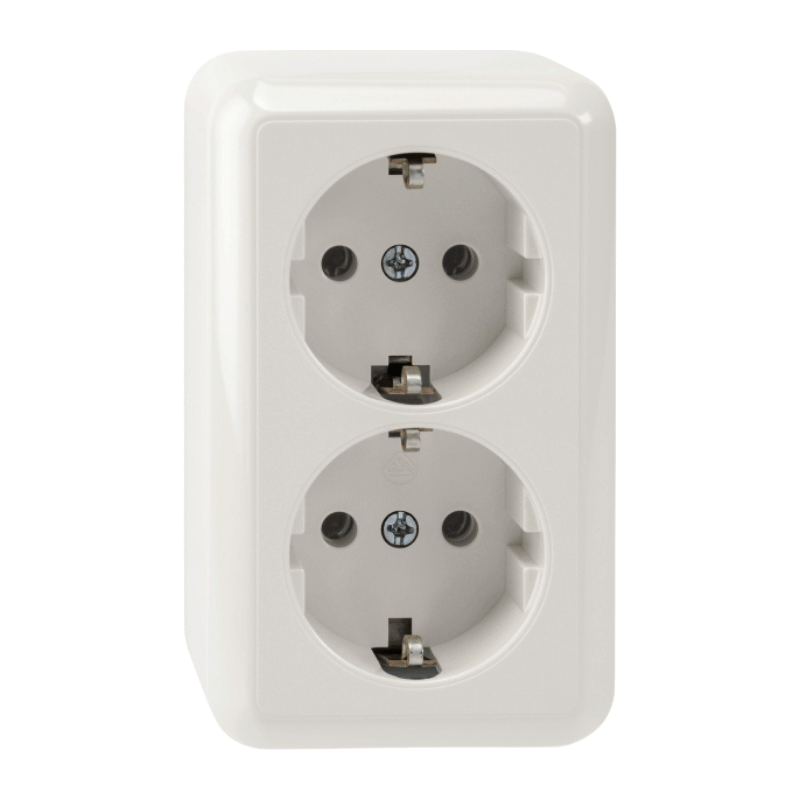 Merten MEG2421-8719 Schuko-Steckdose – Aufputz Spezial, 2-fach, polarweiß