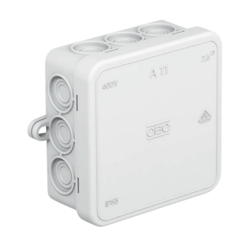 OBO Bettermann 2000342 Kabelabzweigkasten – Serie A, 75×75 mm, Standard, lichtgrau