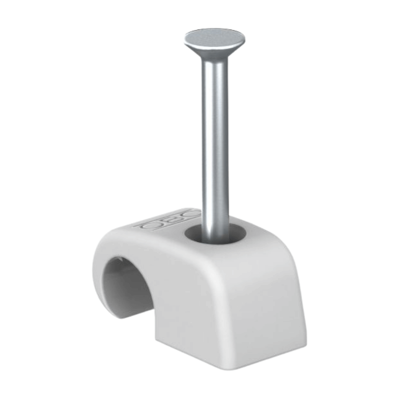 OBO Bettermann 2228734 Haft-Clip mit Nagel – 7–12 mm, L35 PP, lichtgrau, 100 Stück