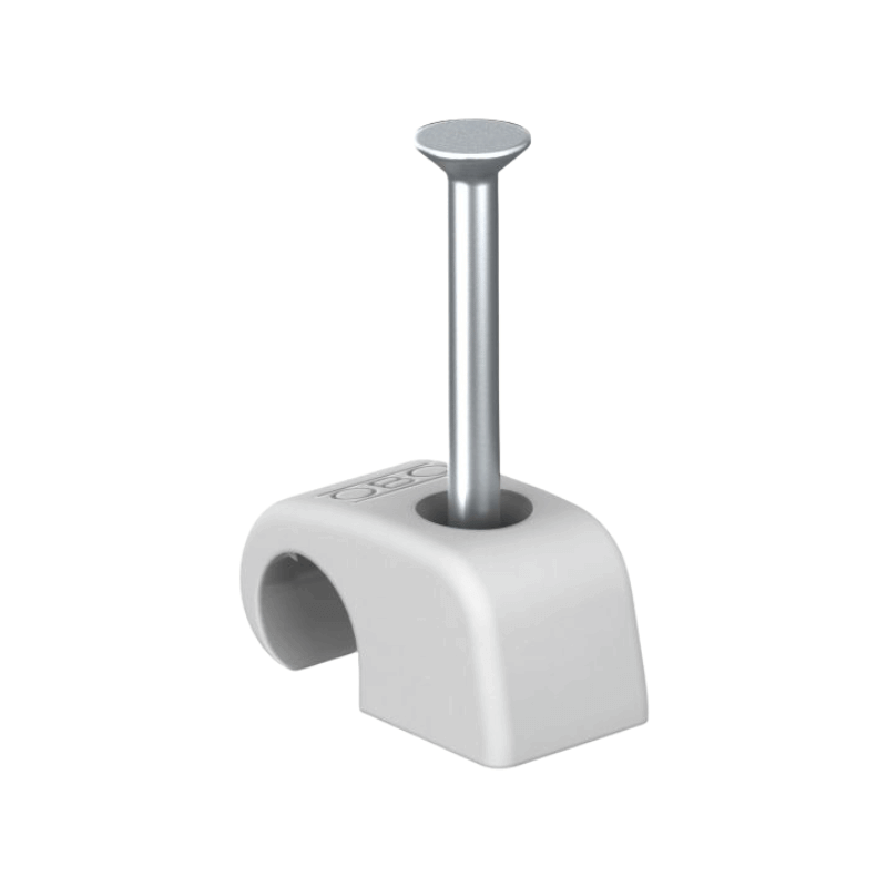 OBO Bettermann 2228750 Haft-Clip mit Nagel – 2×45 mm, 2026 45, lichtgrau, 100 Stück