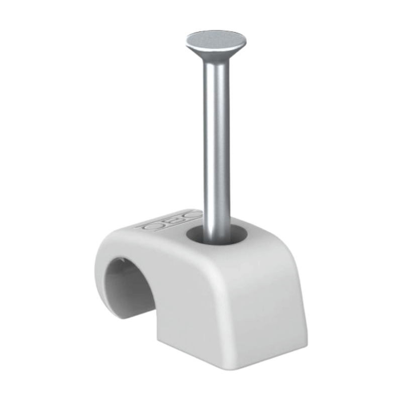 OBO Bettermann 2228858 Haft-Clip mit Nagel – 10-14 mm, L40 PP, lichtgrau, 100 Stück