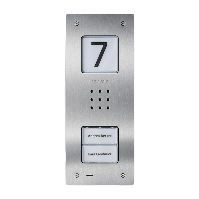 Siedle CAU 850-2-0 Audio-Türstation Compact – In-Home-Bus, 2 Ruftasten, Unterputz, edelstahl gebürstet