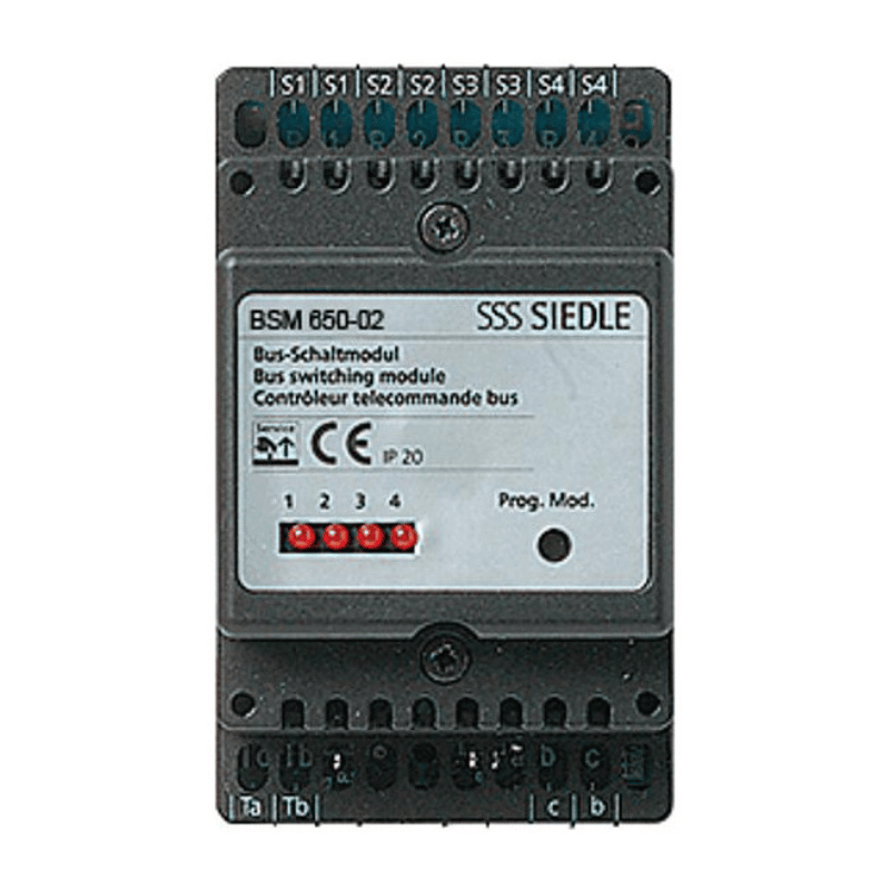 Siedle Bus-Schaltmodul BSM 650-02 – 53,5x89x60mm, Hutschiene, 4 Relais