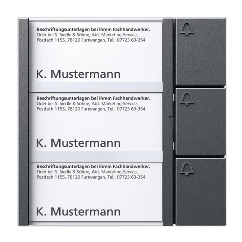 Siedle BTM 650-03 Bus-Tasten-Modul – In-Home-Bus, 3-fach, DG, dunkelgrau