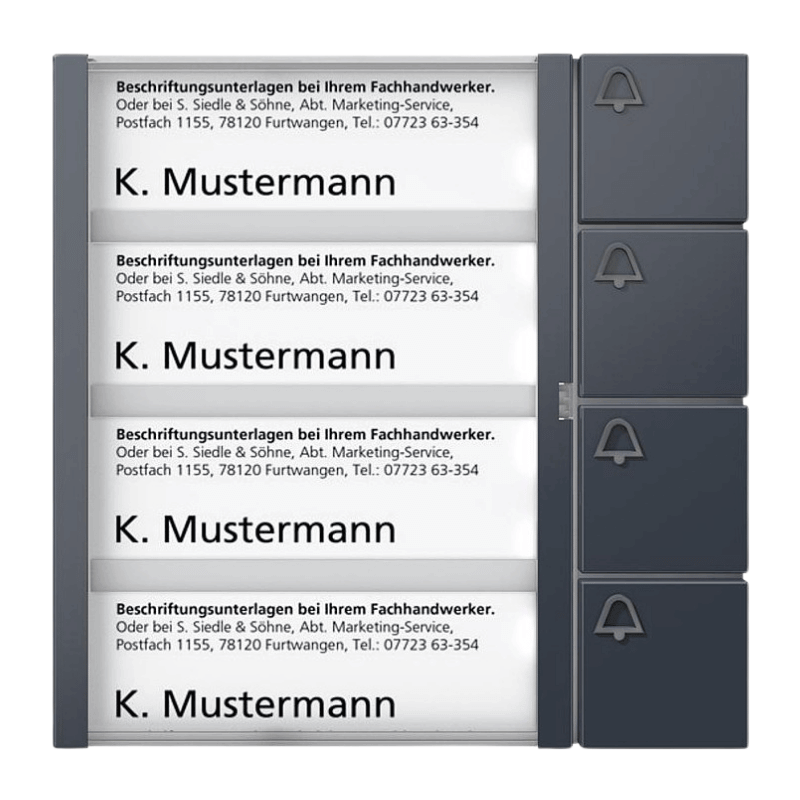 Siedle Bus-Tasten-Modul BTM 650-04 AG – In-Home-Bus, 4-fach, anthrazitgrau