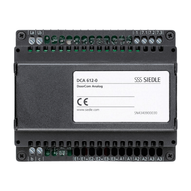 Siedle DCA 612-0 DoorCom – 1+n-System, 3 Türrufeingänge, DIN-Schiene, Kunststoff
