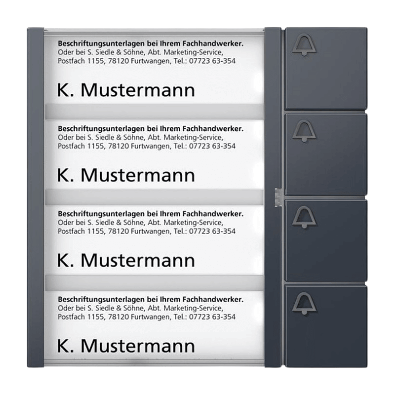 Siedle TM 612-4 AG Tastenmodul – 1+n, 4-fach, anthrazitgrau
