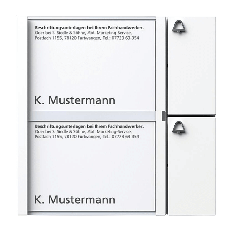 Siedle TM 612-2 W Tasten-Modul – 2-fach, System 1+n/6+n, Namensschildtasche, Ruftasten, weiß