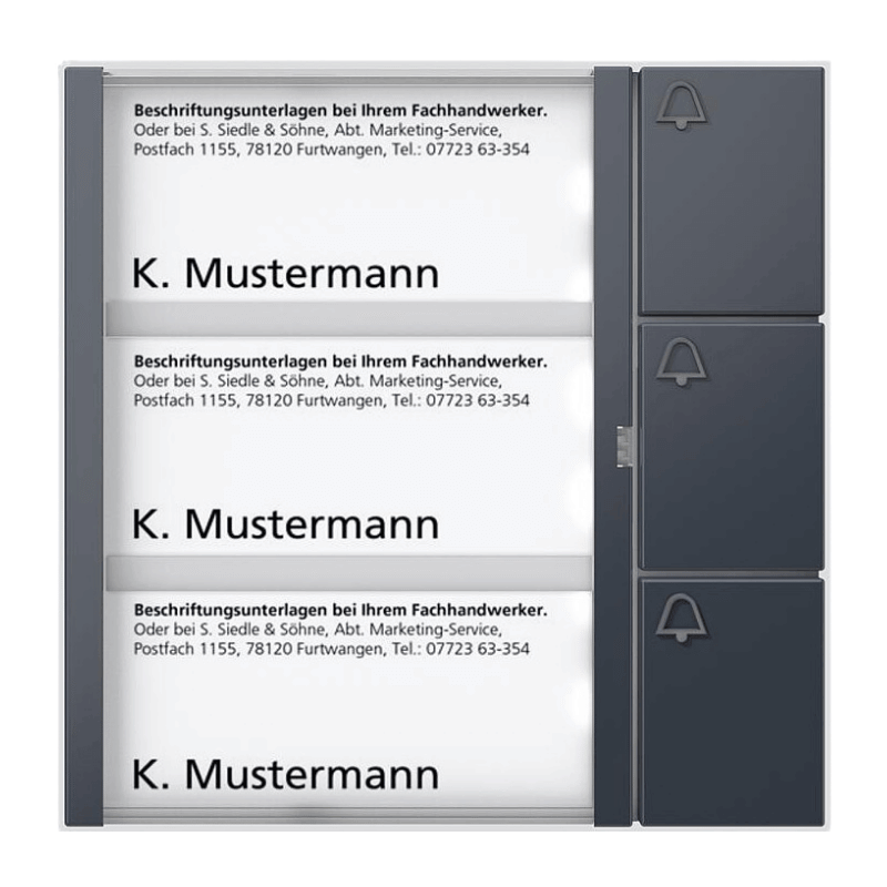Siedle TM 612-3 AG Tastenmodul – 1+n, 3-fach, anthrazitgrau