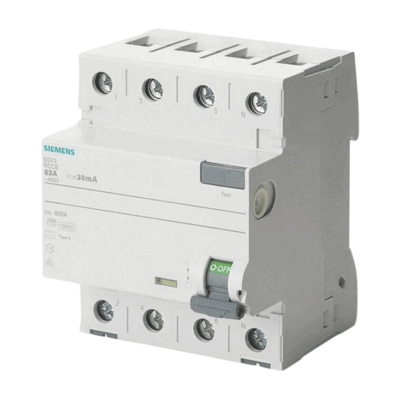 Siemens 5SV3346-6 FI-Schutzschalter – Typ A, 4-polig, 63A, 30mA