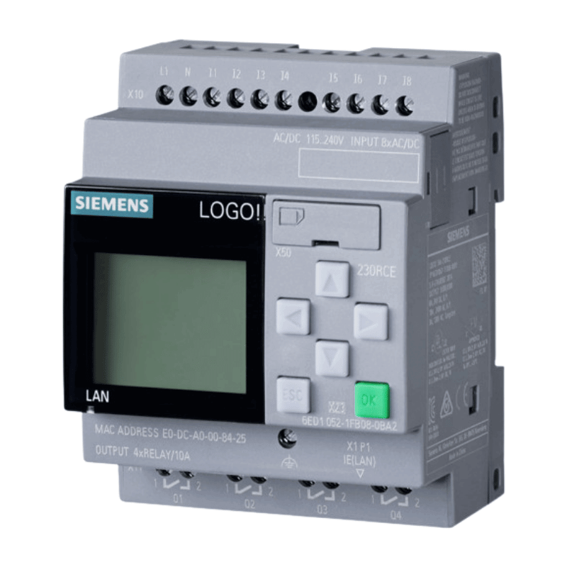 Siemens 6ED10521FB080BA2 LOGO! Basismodul 230 V – mit Display, 8 DE/4 DA, Relais