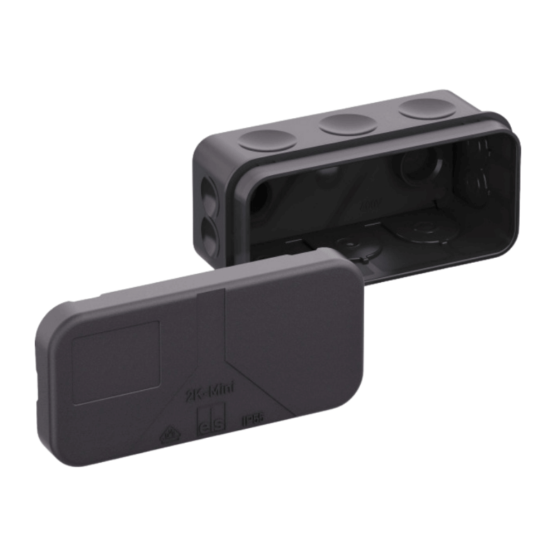 Spelsberg 2K-Mini-L/sw Abzweigdose – Schnellmontage, 89×43×38 mm, schwarz
