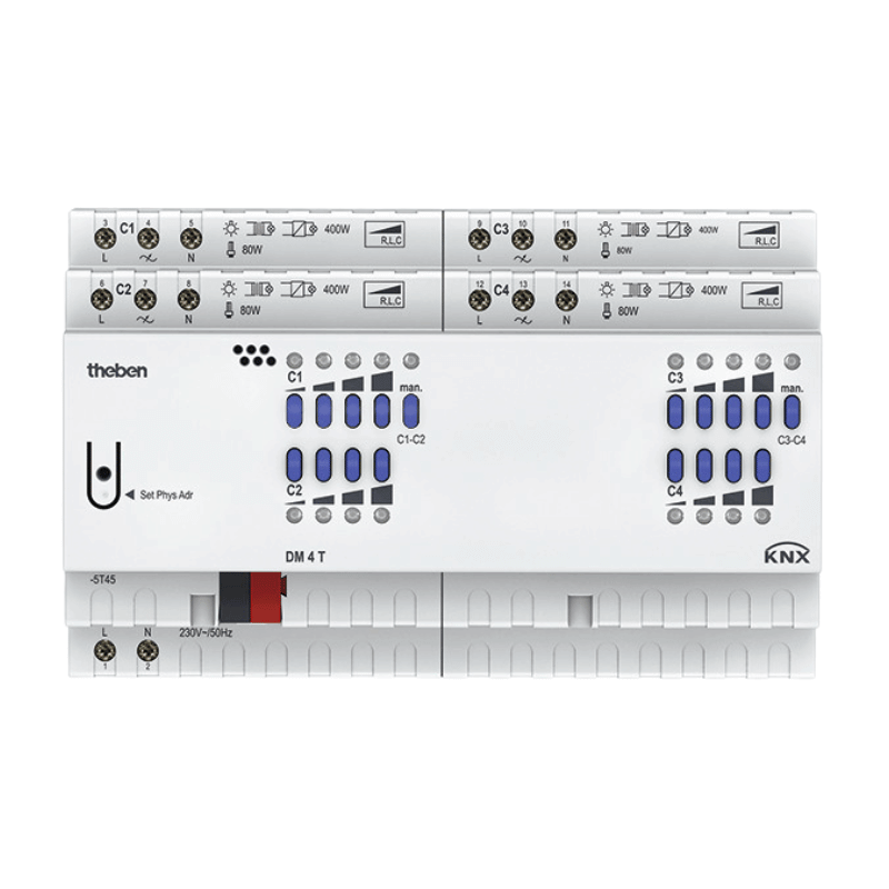 Theben KNX-Dimmaktor DM 4 T – FIX, 4-fach, REG, LED