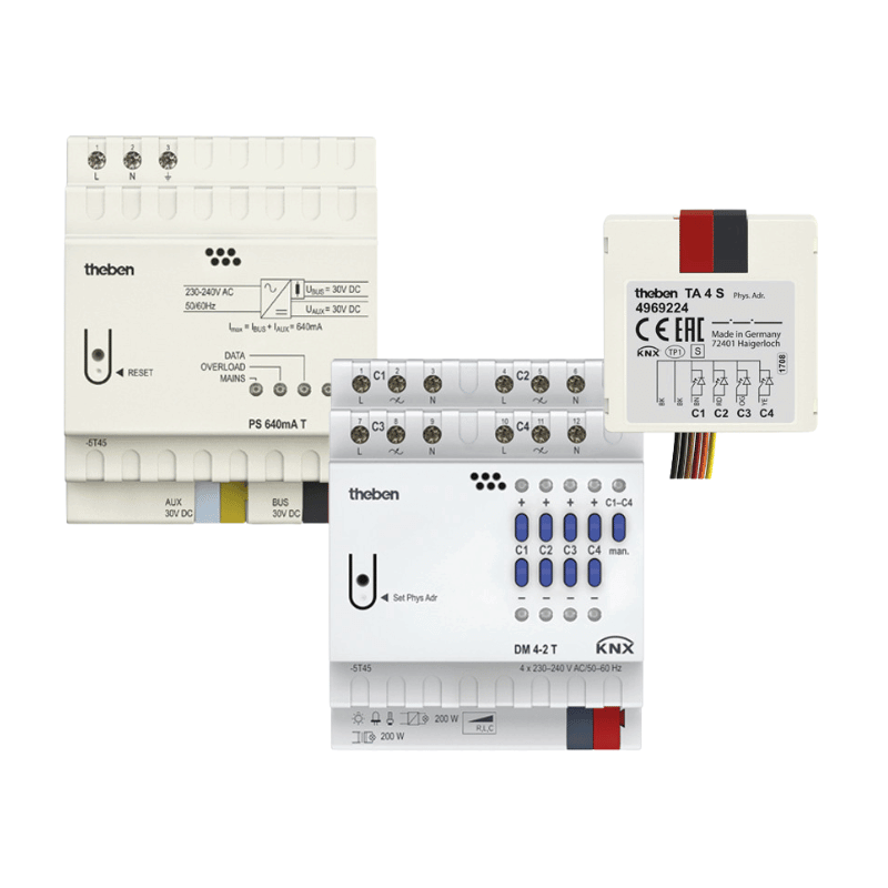 Theben KNX-Set 1 4990201 – Spannungsversorgung, Dimmaktor, Tasterschnittstelle