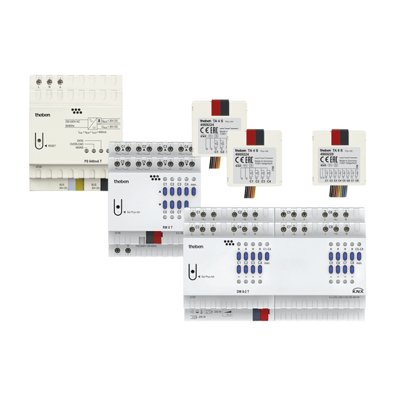 Theben KNX-Set 2 4990202 – Spannungsversorgung, Dimmaktor, Jalousieaktor, Tasterschnittstelle