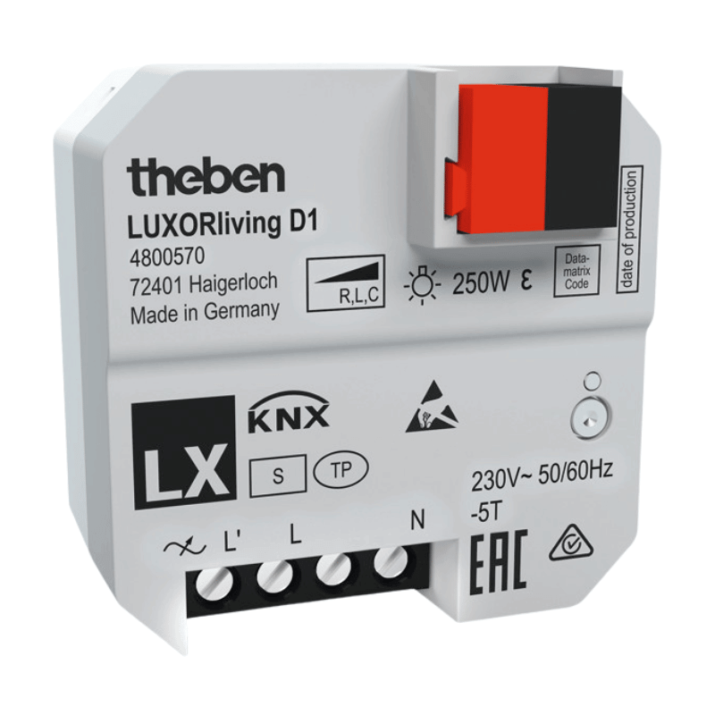 Theben Dimmaktor LUXORliving D1 – 1-fach, UP, 2–250W, LED Retrofit