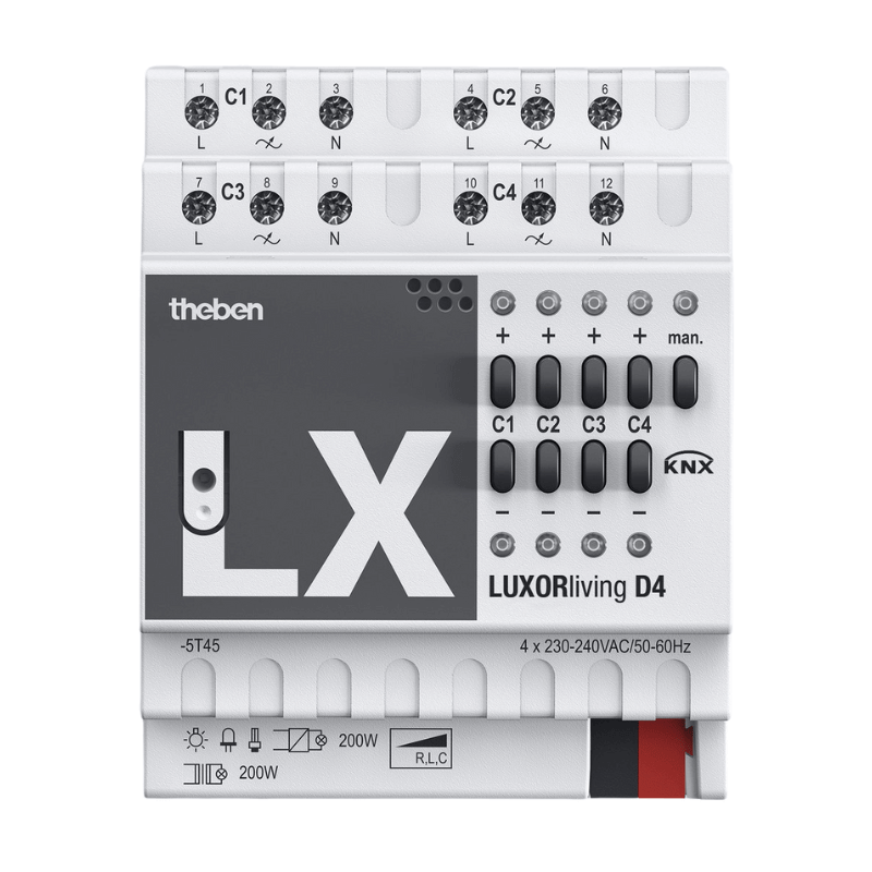 Theben Universal-Dimmaktor LUXORliving D4 – 4-fach, REG, LED