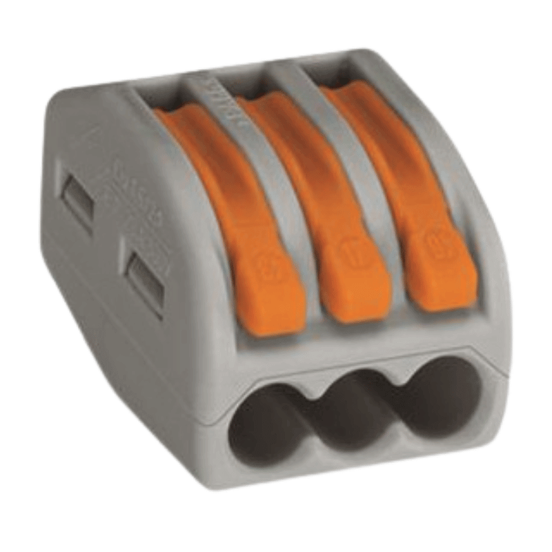 Wago 222-413 Verbindungsklemme – 3-Leiter, 0,08–4 mm², Hebel, Grau, 50 Stück