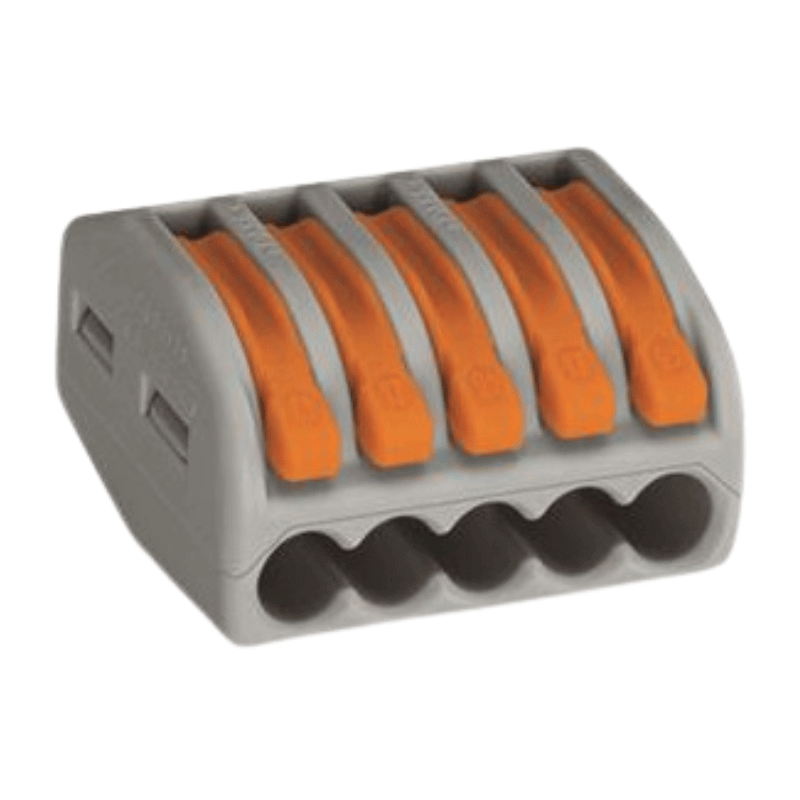 Wago 222-415 Verbindungsklemme – 5-Leiter, 0,08–4 mm², Hebel, Grau, 40 Stück