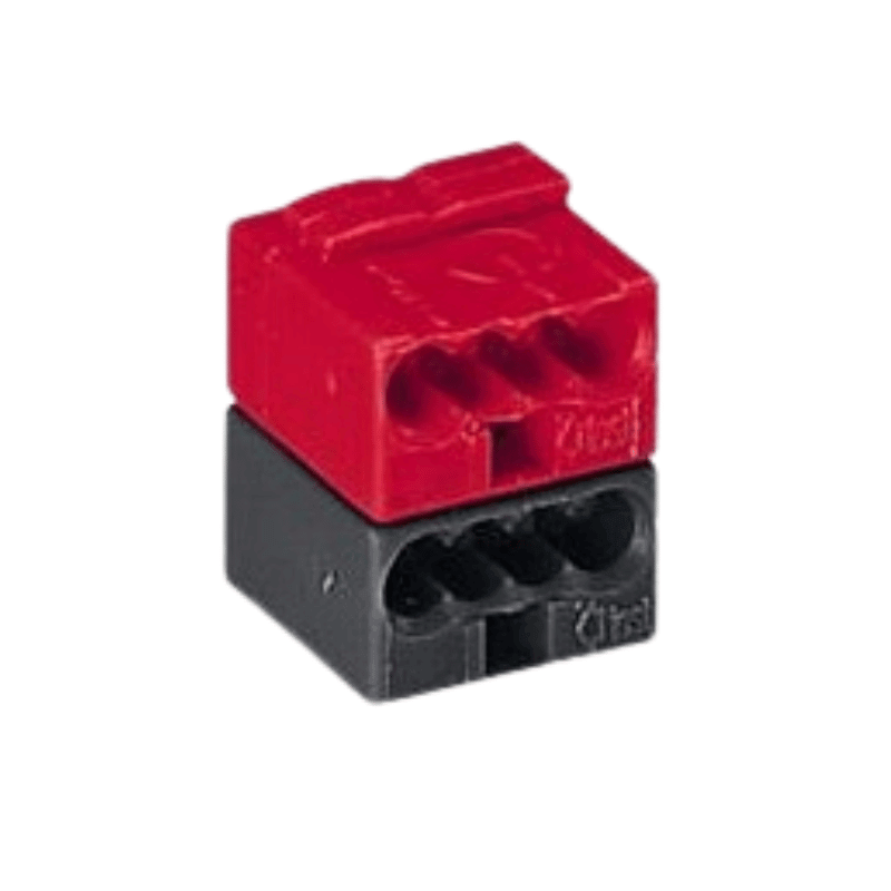 Wago 243-211 4-Leiter-Buchsenklemme KNX – für Einzellötstifte, dunkelgrau/rot, 50 Stück