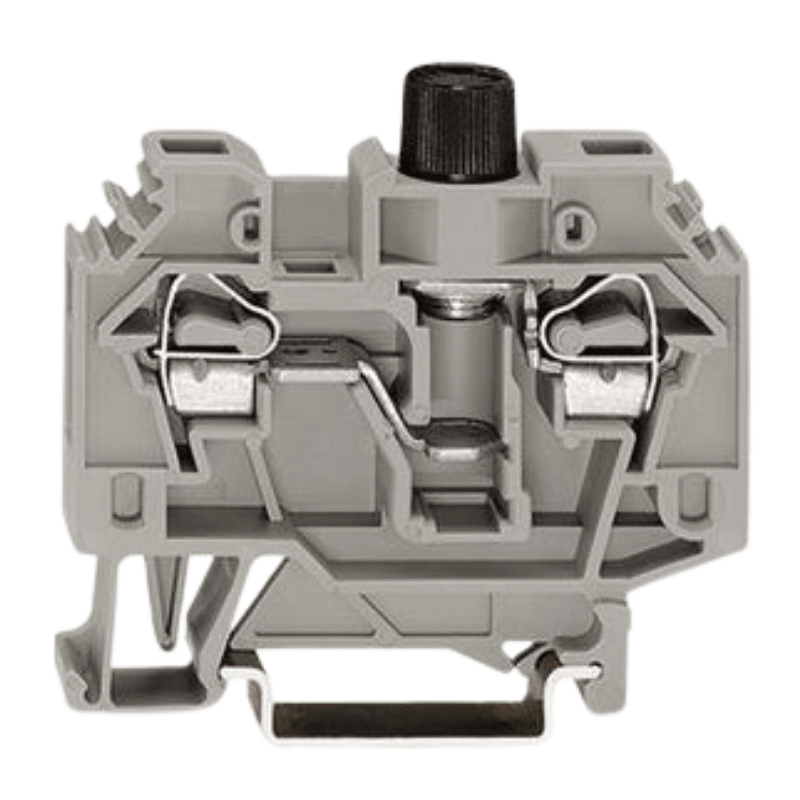 Wago 282-122 Sicherungsklemme – 2-Leiter, G-Sicherungseinsatz, 5x20mm, ohne Defektanzeige, grau
